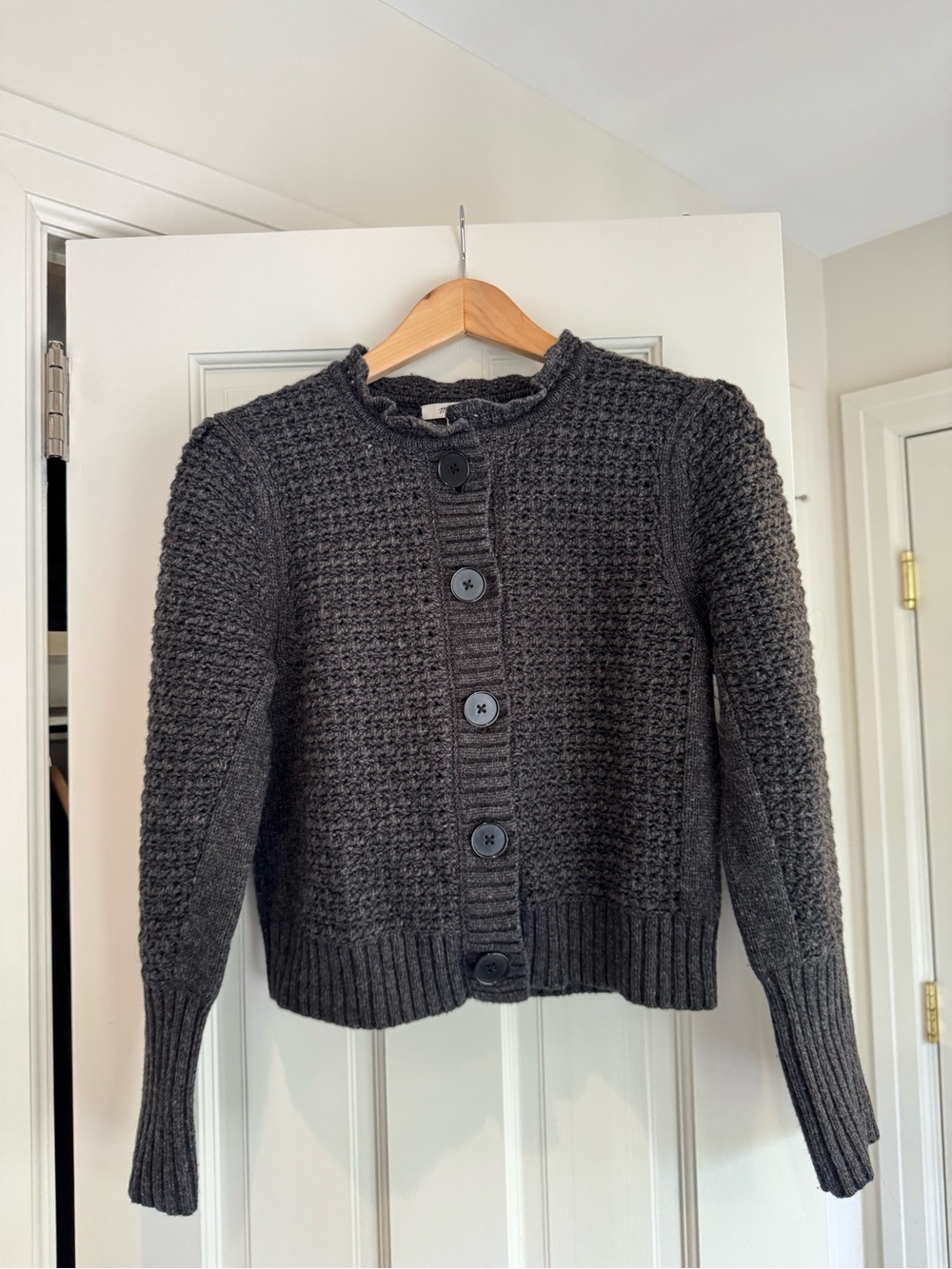 Madewell Charcoal Button-Front Merino Wool Knit Cardigan